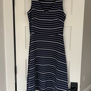 Tommy Hilfiger Navy and White Striped Midi Dress